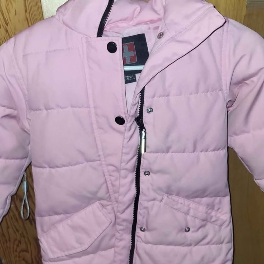 Swiss Tech Light Pink Kids Puffer Jacket 4/5